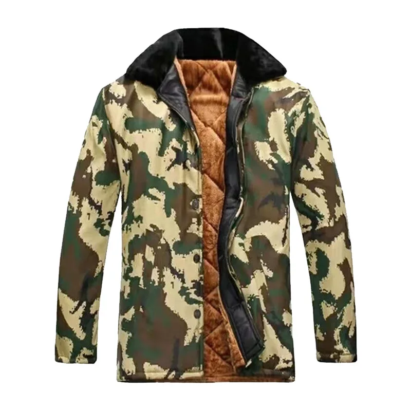 Camouflage Puffer Jacket for Men Clothing Winter Outfit Green Print Short Coat Man Northeast Thick Parkas Labor Protection Parka