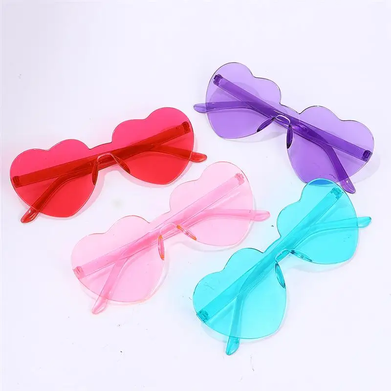Солнцезащитные очки в форме сердца для вечеринки без оправы забавные цветные