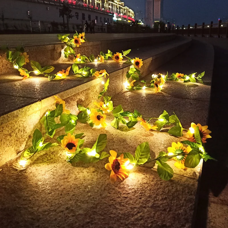 

Solar LED Light Outdoor Festoon Lamp Artificial Sunflower Fairy Light String Waterproof Christmas Garland Yard Garden Decoration