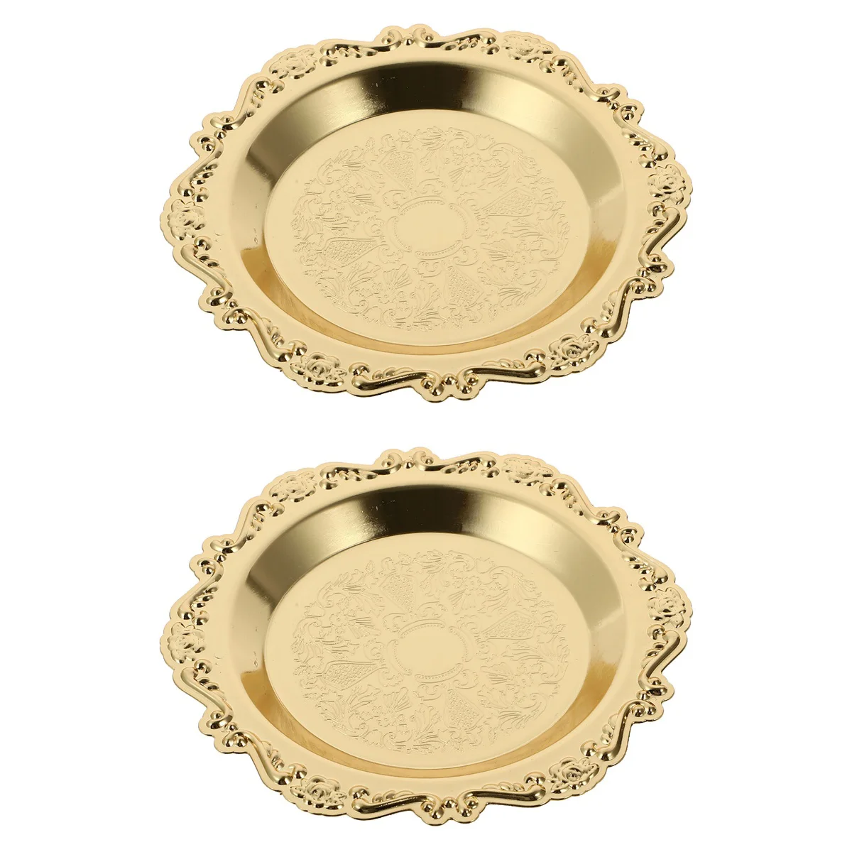 

Tray Plate Tealight Iron Rounded Retro Decor Table Exquisite Gold Craft Display Round Decorative Container Home