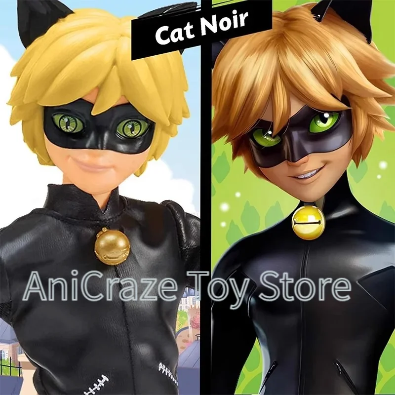Фото 28-сантиметровые аниме-фигурки Miraculous: «Истории божьих коровок», Мистер Баг, Маринел, Кэт Нуар — подвижные фигурки с шарнирами, игрушки-подарки для детей №4