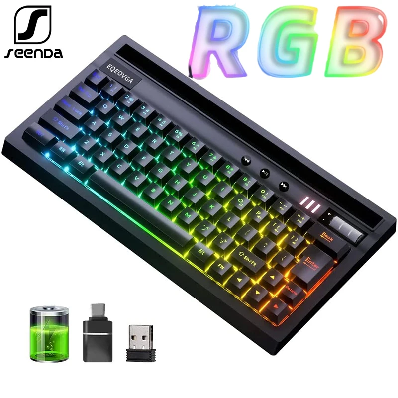 

SeenDa 2.4G Gaming Keyboard RGB Wireless Mechanical Keyboard Rechargable Mini Keyboard Gaming for PC Tablet Laptop Windows Mac