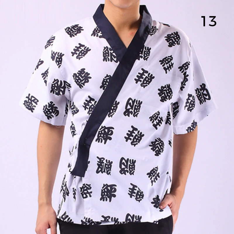 Рубашки для работы с суши-рестораном форма шеф-повара топы коротким рукавом и