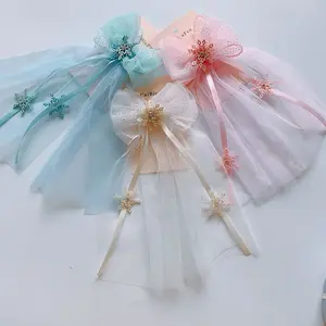 New children's hair accessories ice and snow yarn wedding flower girl top clip big hairpin