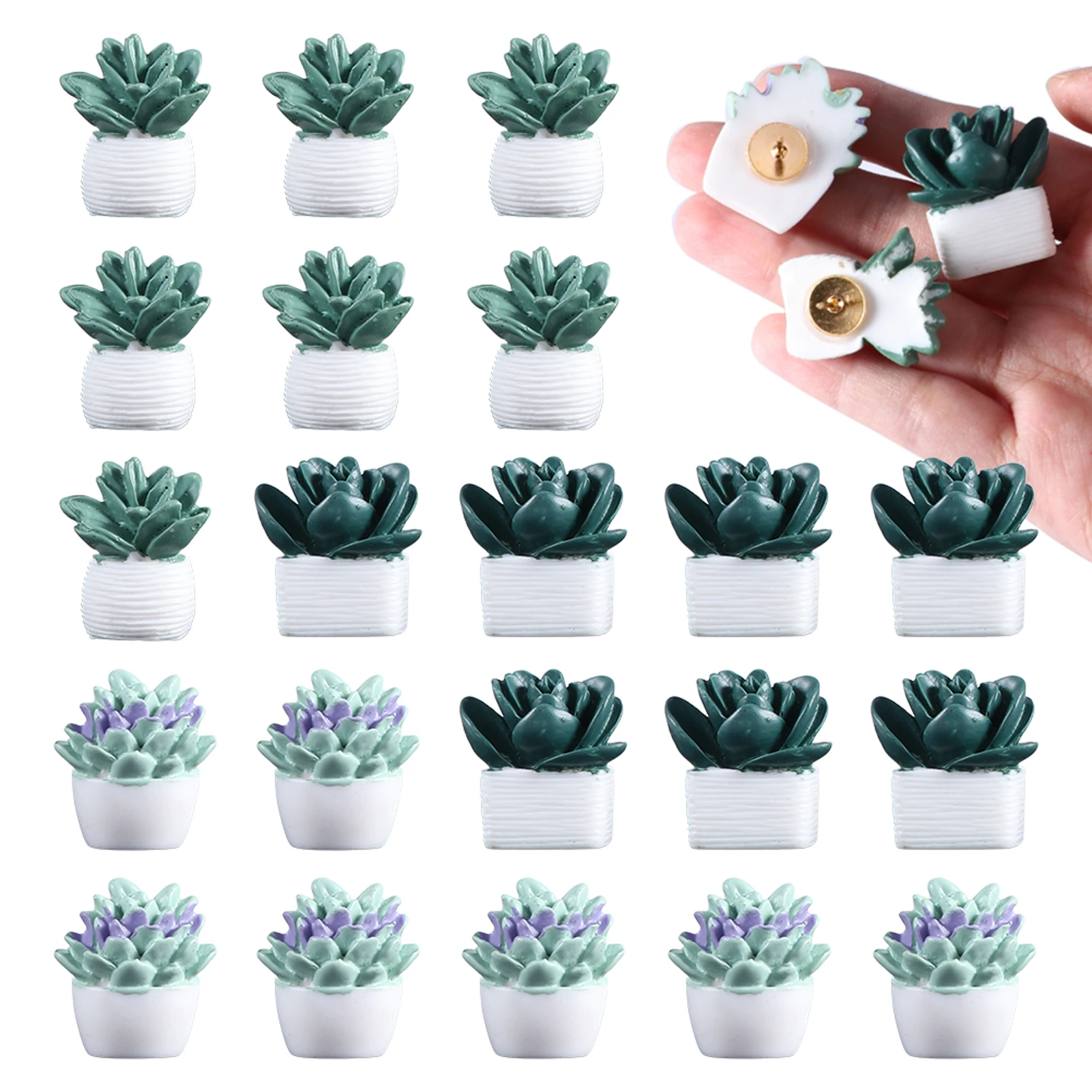 

21pcs Succulent Shape Wall Notes Push Pin Set Bulletin Reusable Map Photo Portable Classroom For Cork Board Student Office