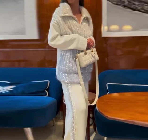 Элегантные комплекты из 2 предметов для женщин модный толстый вязаный свитер с