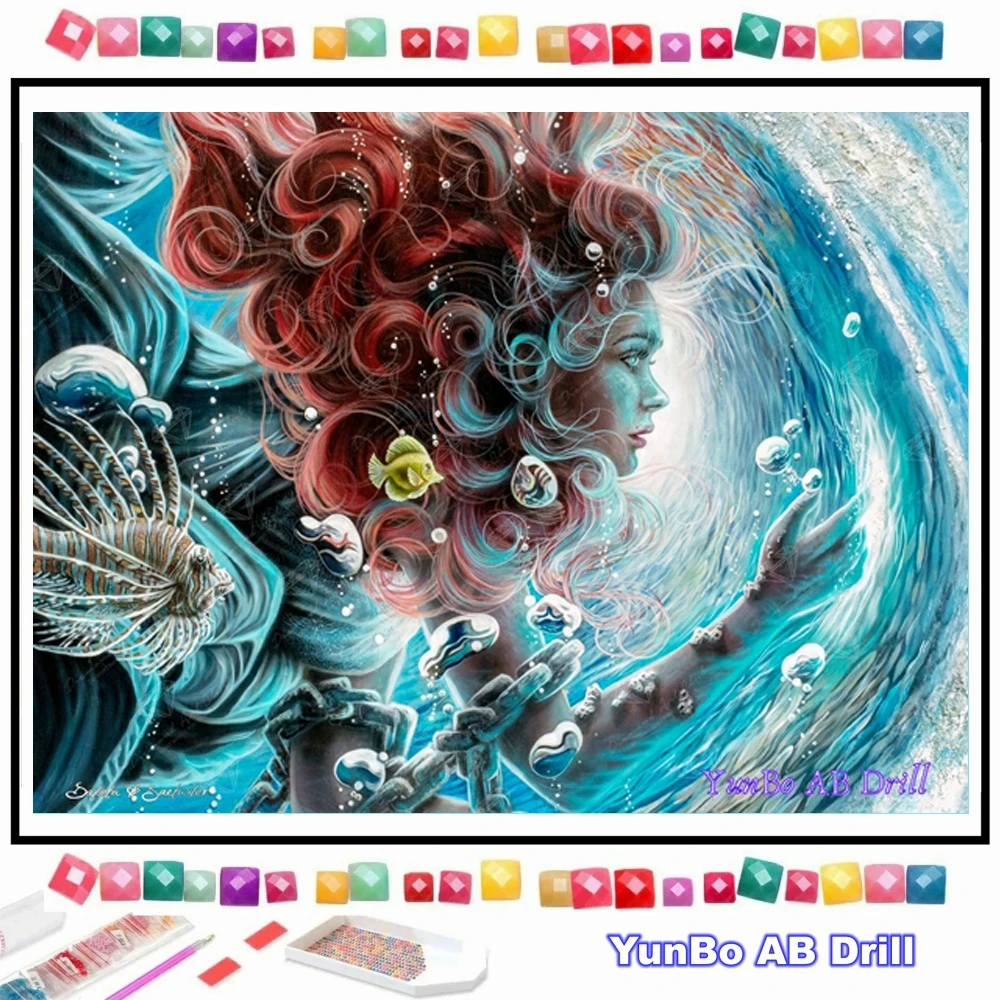 

Fantasy Girl AB Drill Art Dreaming of Being Human Diamond Painting Embroidery Rhinestone SeaWoman Cross Stitch Mosaic HomeDecor