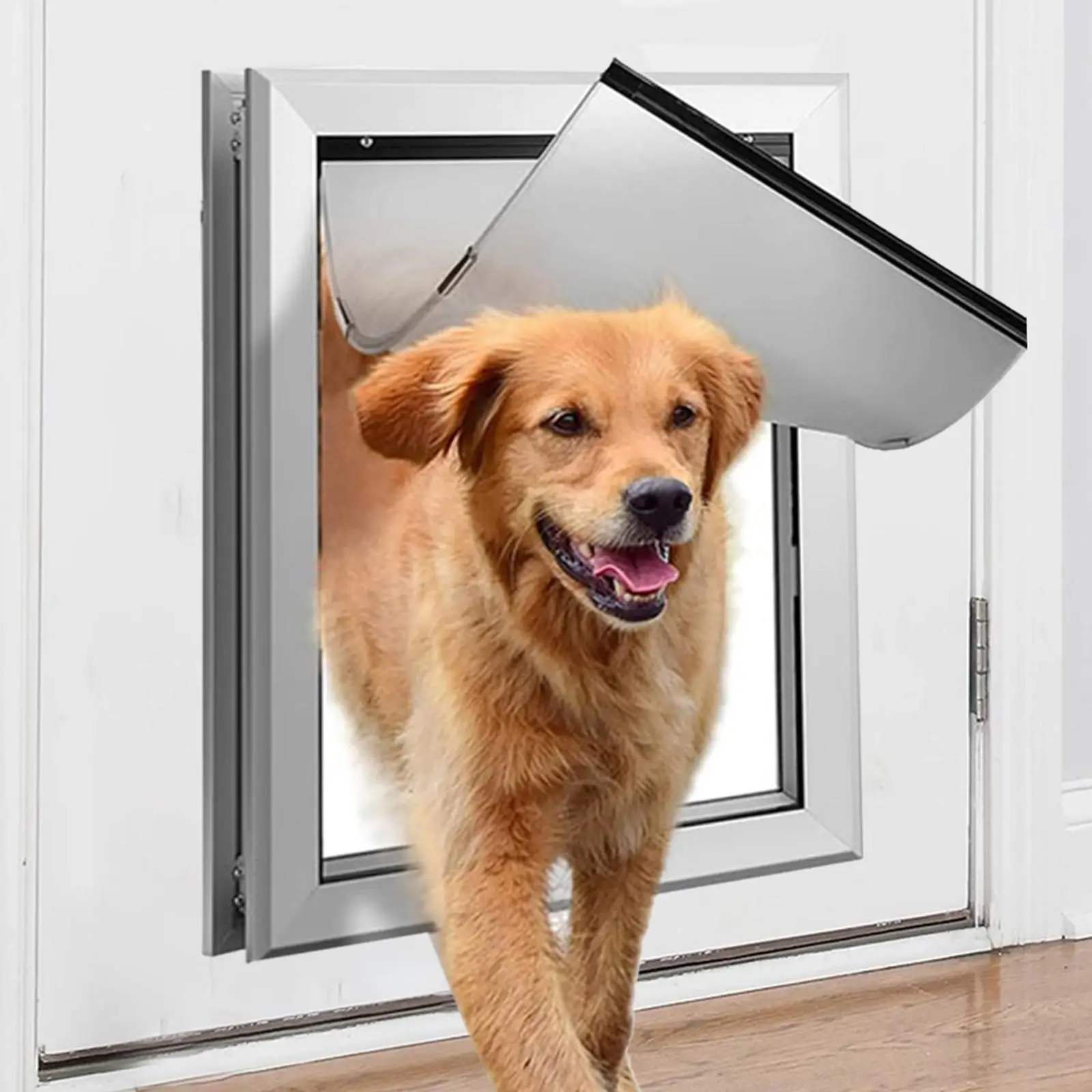 

Extra Large Dog Door Weatherproof with Flap Rugged Aluminum with Slide in Closing Panel Energy Efficient for Exterior Door Wall