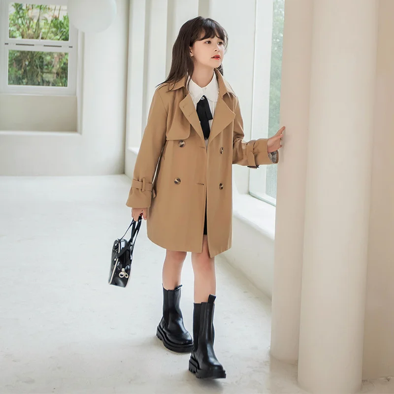 Пальто для девочек ветрозащитная куртка хлопковая верхняя одежда весна-осень 2023