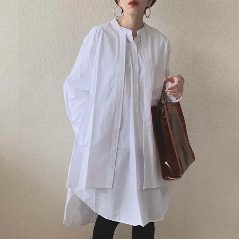 

Women's Blouse Japanese Style New Casual Fashion Loose Solid Color Long-sleeved Blouse Spring Autumn Temperament Lady Tops