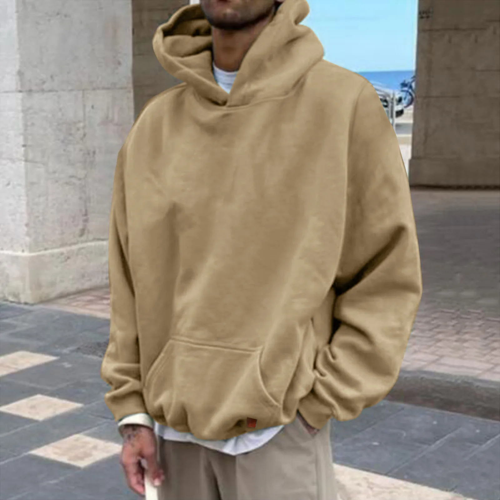 Толстовка мужская с капюшоном Свитшот в стиле хип-хоп однотонный пуловер худи
