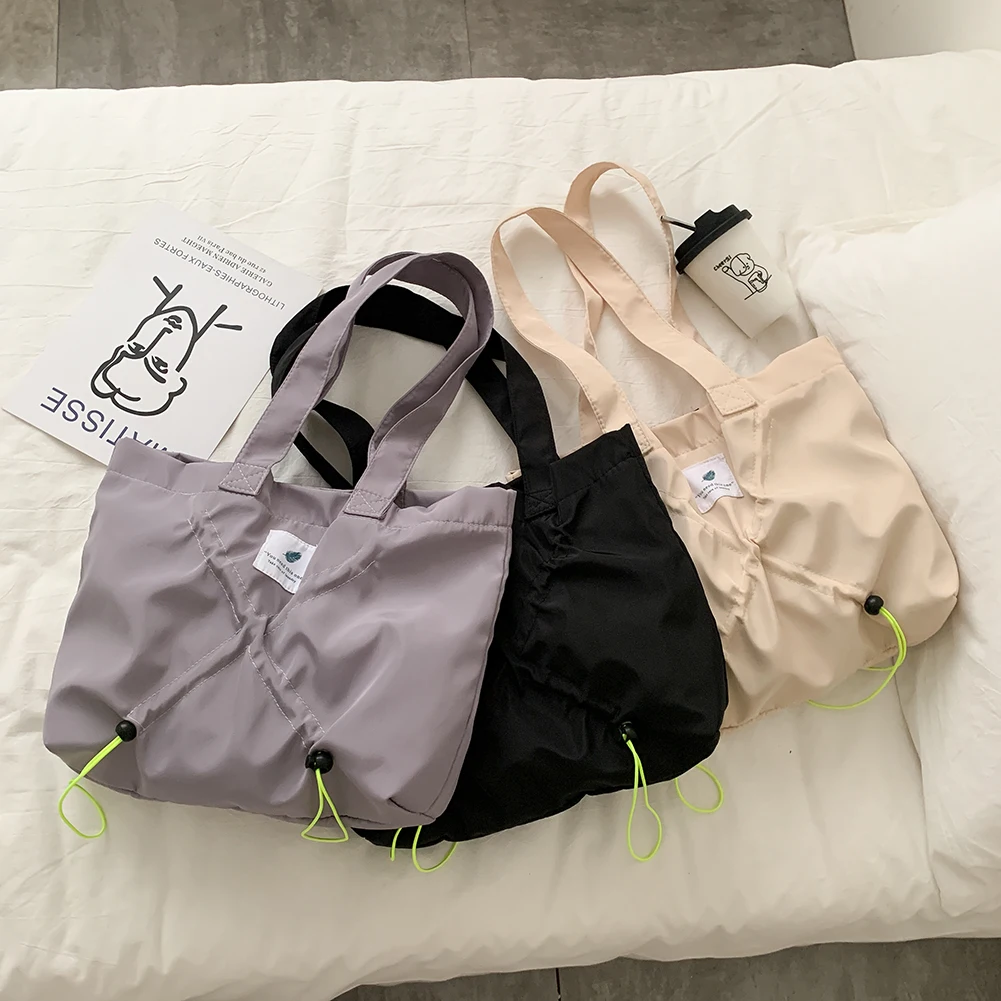 

Women Handbag Nylon Large Capacity Shopping Shoulder Bag Simple Solid Color Tote Popular Simple Female Daily Bag