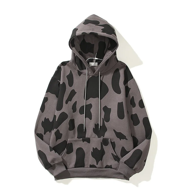 

Printed Hoodie New Autumn and Winter Velvet Padded Loose Fried Street Coat