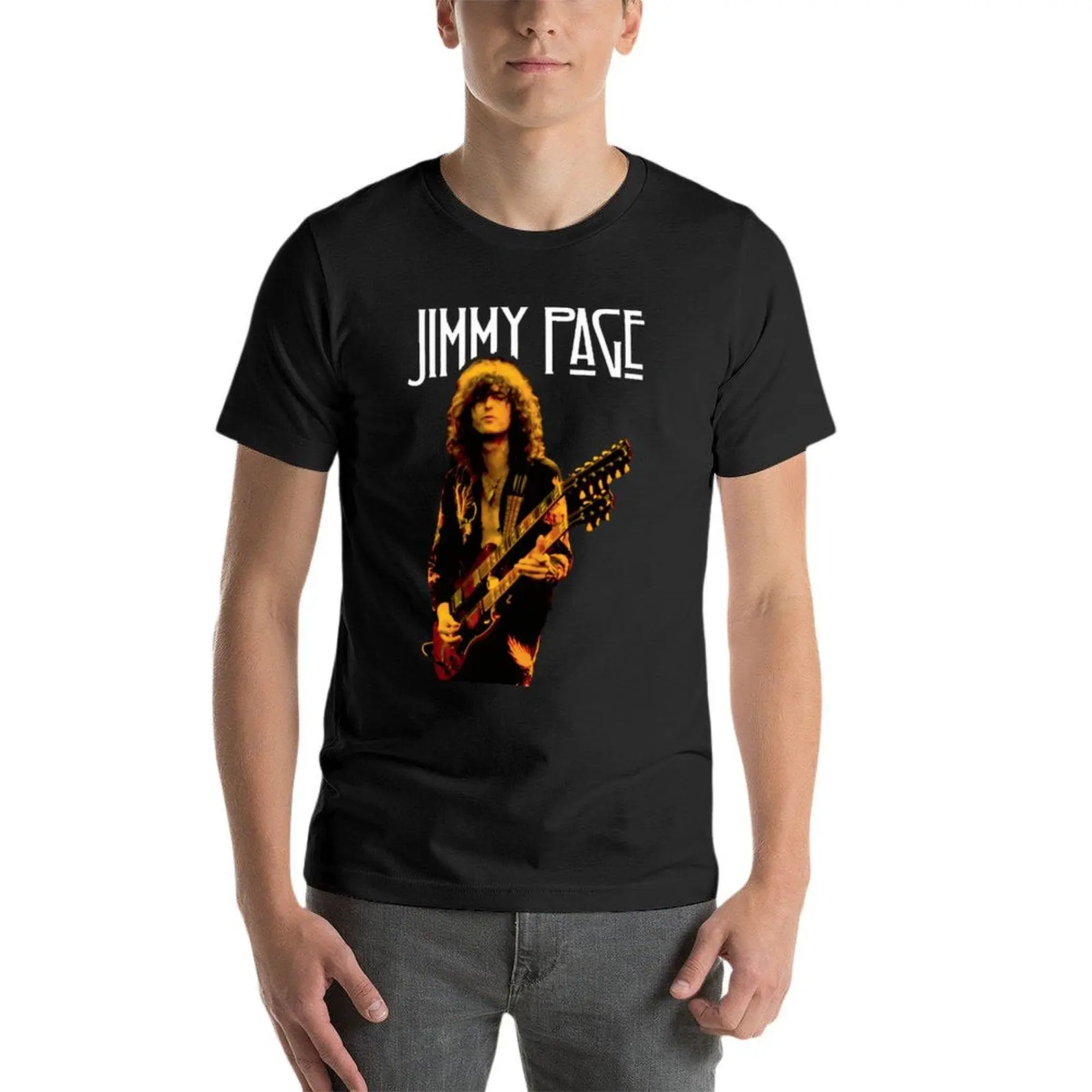 

Jimmy Page Hard Rock Band Oversize T-Shirts Funny Mens Clothes 100% Cotton Streetwear Plus Size Top Tee