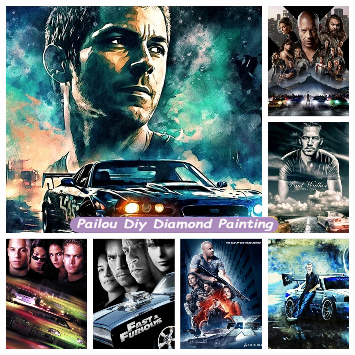 

Classic Movie Fast And Furious 10 Diamond Rhinestone Painting Art Paul Walker And Cars Full Square Drill Cross Stitch Home Decor