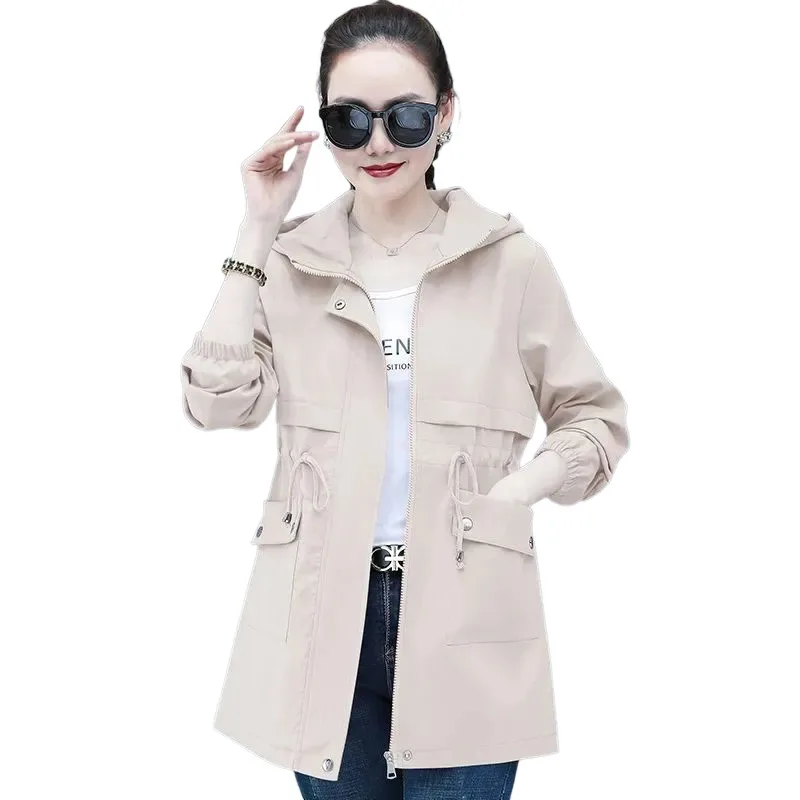 Новинка 2024 весенне-осенние женские куртки ветровка с капюшоном базовое пальто