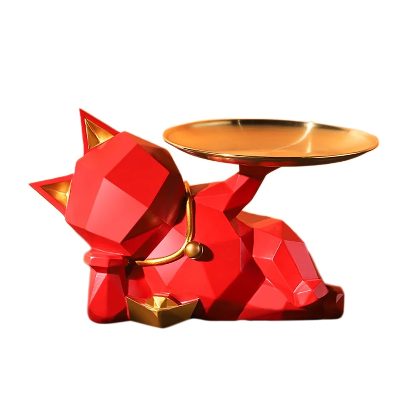 

Милый поднос из искусственной кожи с геометрическим рисунком, Современный домашний декор, органайзер для закусок и ключей, украшение для до...