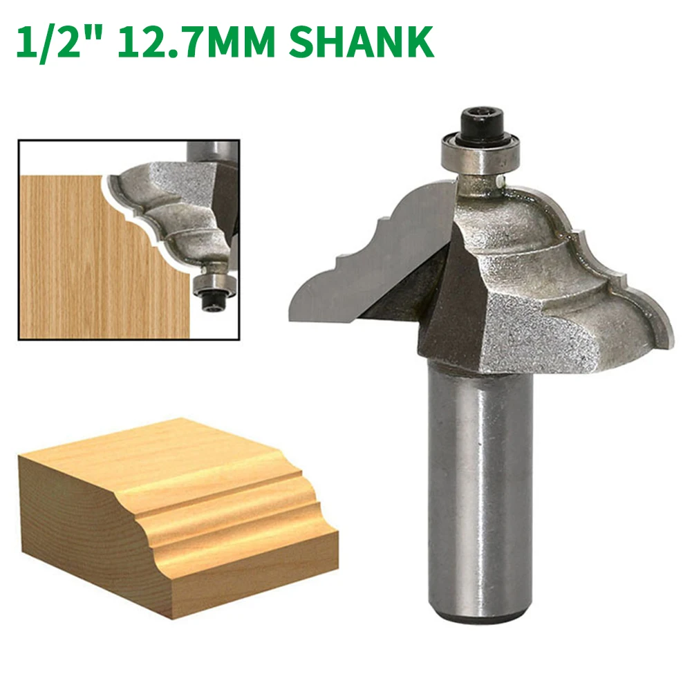 

1PC 1/2" 12.7MM Shank Milling Cutter Wood Carving Table Edge Router Bit -French Baroque Line knife Woodworking Tenon Cutter Tool