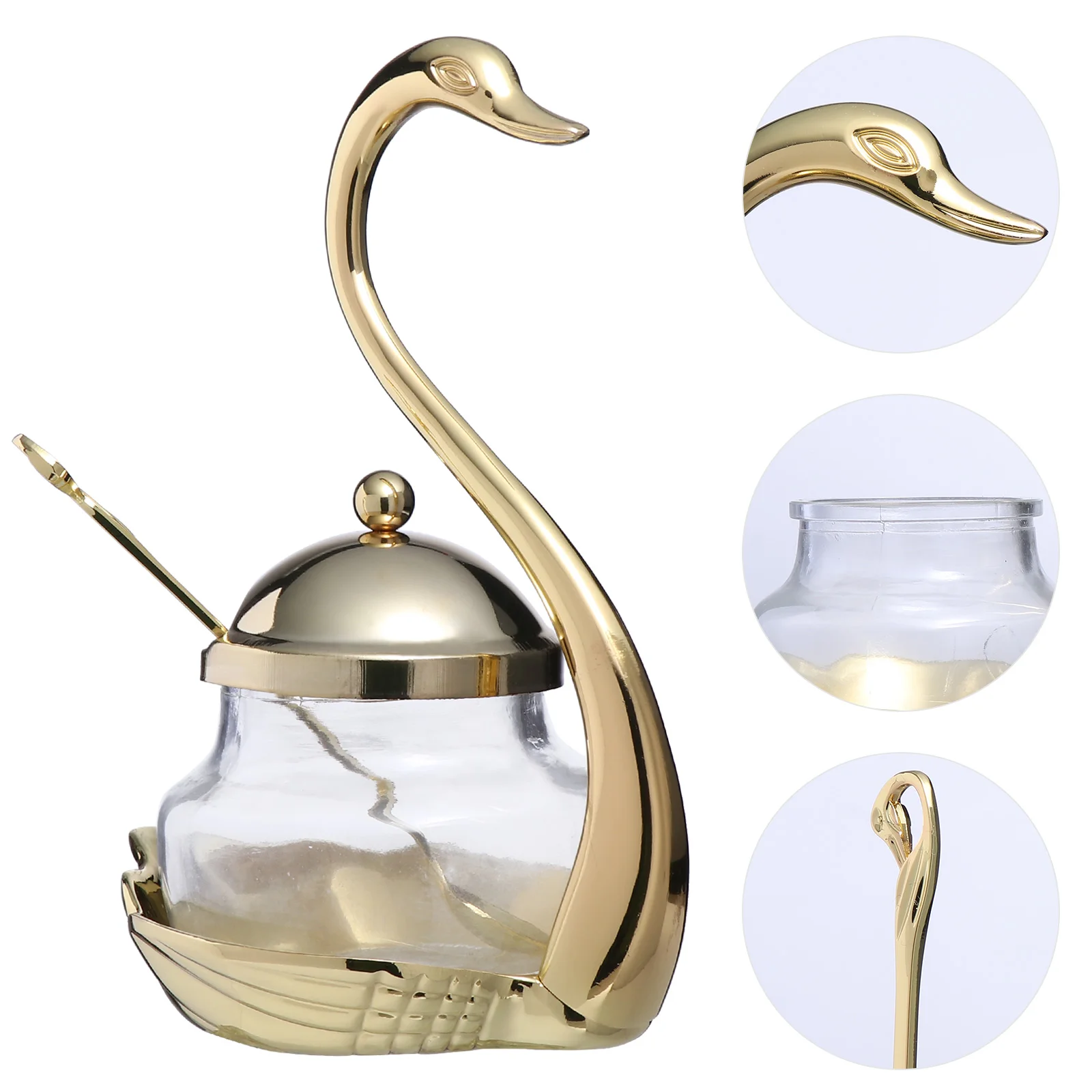 

Condiment Pots Container Seasoning Jar Salt Sugar Canister Cruet Jars Can Storage Pepper Box Tray Kitchen Swan Bowl Dispenser