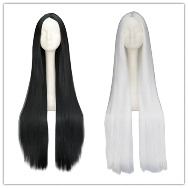 

White Wig 100CM/40 Inches Synthetic Heat Resistant Fiber Long Halloween Costume Cos-play Carnival Straight Salon Hair