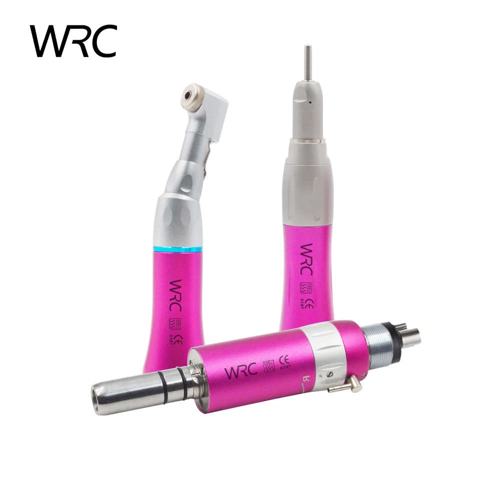 

Dental Colorful Low Speed Handpiece Kit 1:1 Colored Contra Angle Straight Air Motor Turbine External Water Spray
