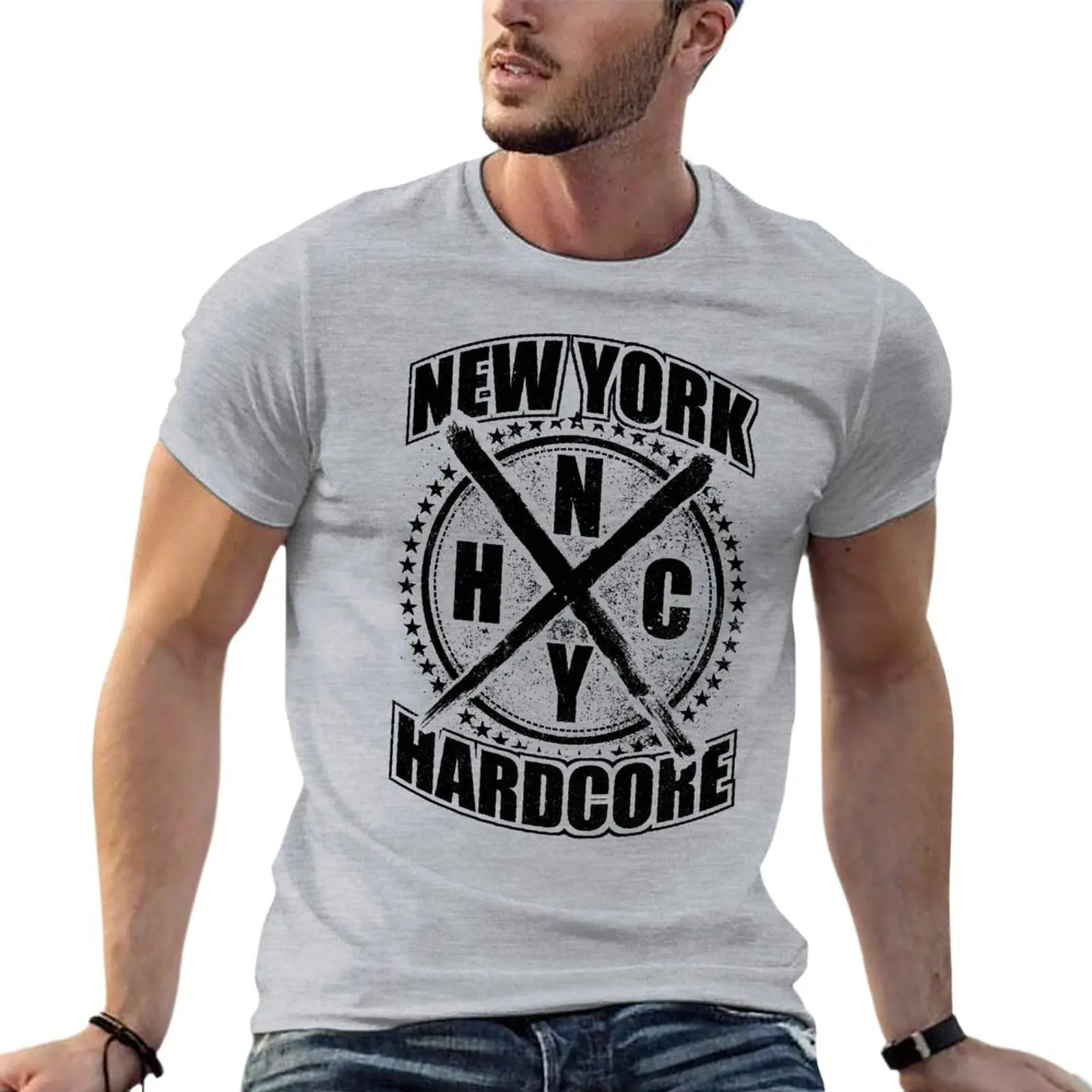 

New York Hardcore Cross - Nyhc Agnostic Front Madball Oversize T-Shirts Branded Men Clothing 100% Cotton Streetwear Big Size Top