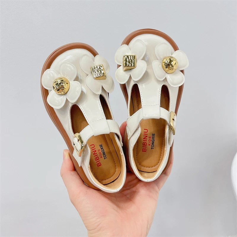 

New Children Leather Shoes Girls Performance Fashion Soft Bottom Princess Dance Casual Breathable Student Kids Flats Autumn 04
