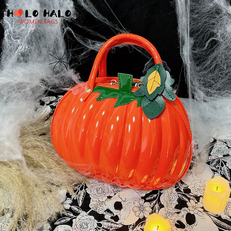 Halloween 3D Pumpkin Shape Women Handbag and Purse Female Dark Gothic Shoulder Bag Cosplay Designer Crossbody Bag Girls Gifts
