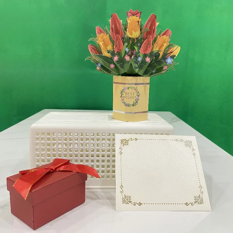 Букет тюльпанов декоративная открытка на день Святого Валентина свадьбу