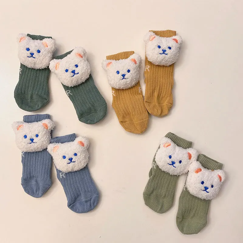 Новинка теплые носки для новорожденных детские с мультяшным медведем девочек и