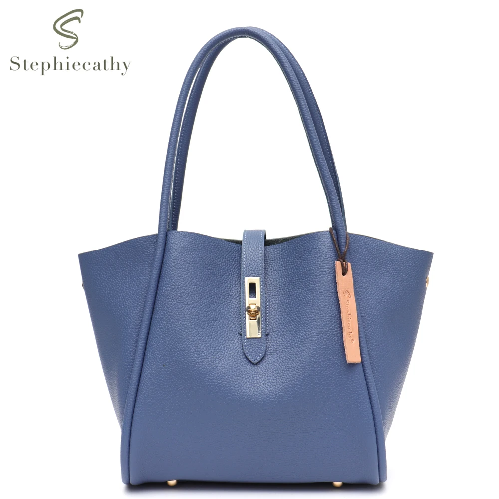 

SC High Quality Genuine Cow Leather Shoulder Bags For Women Brand Trendy Large Tote Versatile Casual Daily Bucket Handbag Purses