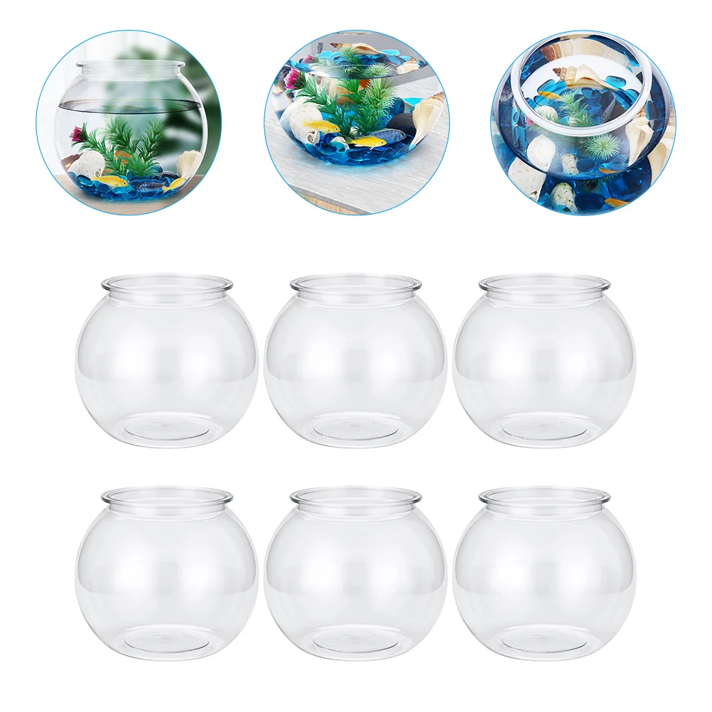 

6Pcs Fishbowl Holder Aquarium Fish Plastic Fish Bowls Golden Fish Bowls for Decoration Office