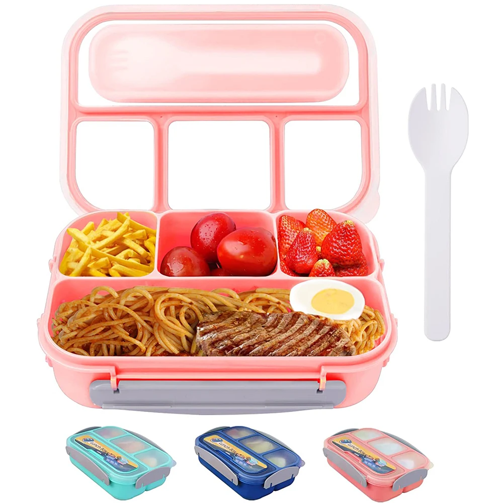 

Bento Box Lunch Box Adult LunchBox Containers For Toddler Kids Adults 1300ml 4 Compartments Fork Leak-Proof Microwave Dishwasher