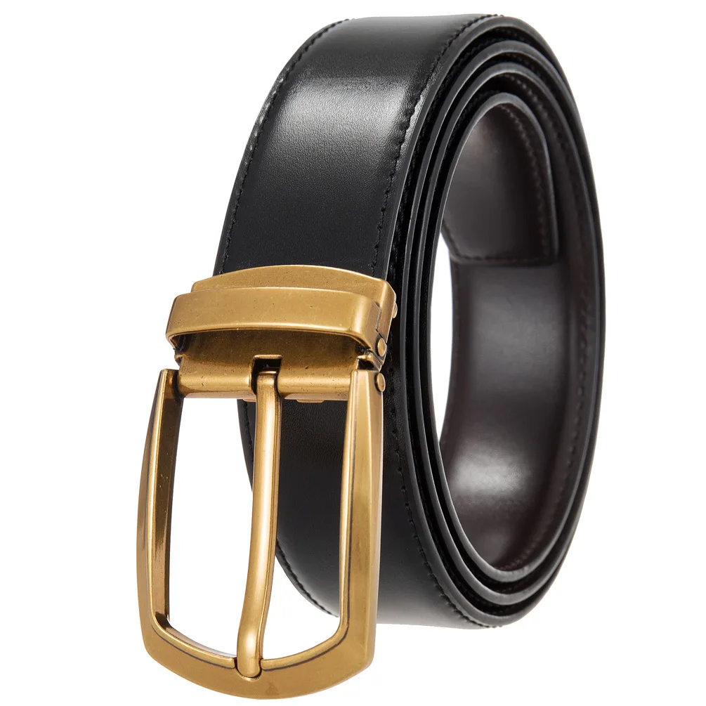 

Men Belts Cow Genuine Leather Plaid Jeans Pin Buckle Luxury High Quality Classic Brand