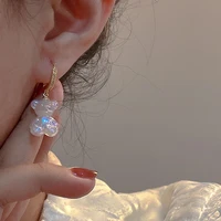 south koreas new sweet and cute bear zircon pendant earrings ladies girl bling golden cartoon animal bear ring earrings jewelry