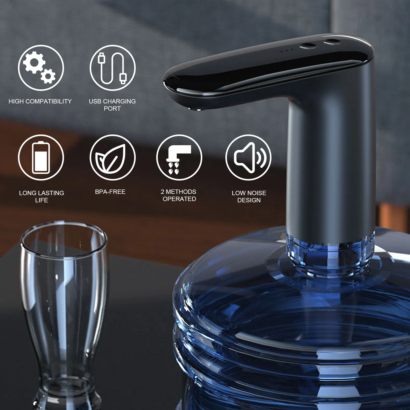 

Water Bottle Pump Portable Electric Water Dispenser USB Charging 2 Working Modes 5 Gallon Automatic Switch Drinking Water Pump