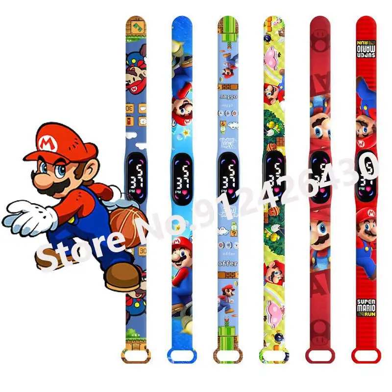 

Super Mario Bros Peach Watches For Kids Toys Boy Christmas Gifts LED Waterproof Clock