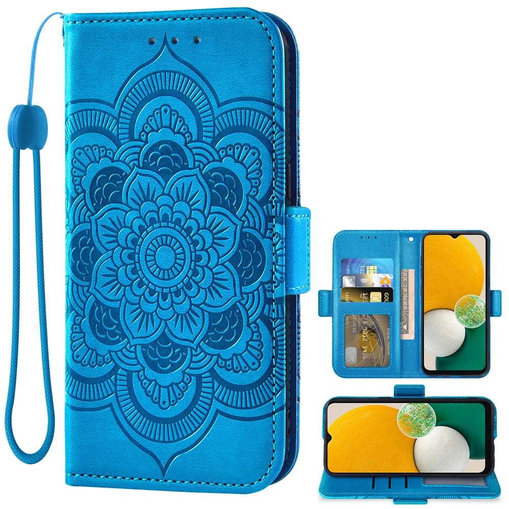

Floral Wallet Case for Samsung Galaxy A3 A13 A53 5G A2 Core Fundas Capa Magnet Card Pocket with Lanyard Purse Stand Flip Cover