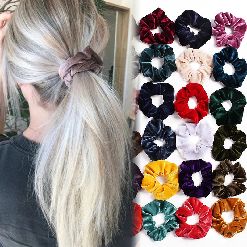 

36 Colors Velvet Scrunchies Set Solid Color Elastic Hair Bands Retro Girls Ponytail Holder Headband Women Hair Accessories