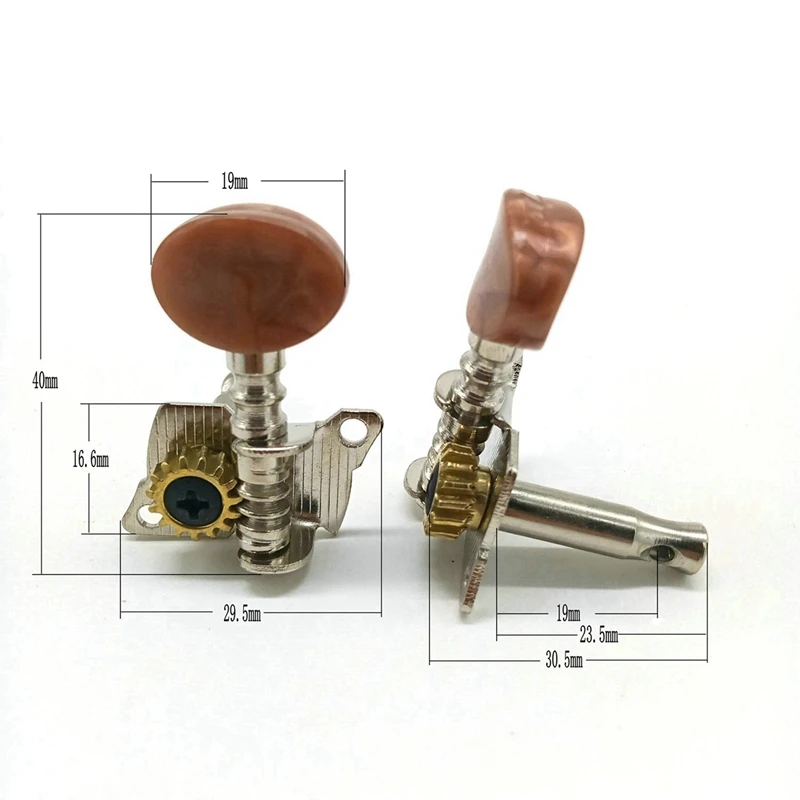 

40X 20R20L Metal Ukulele Locking String Tuner Guitar Tuning Peg Machine Head With Brown Head Pegs