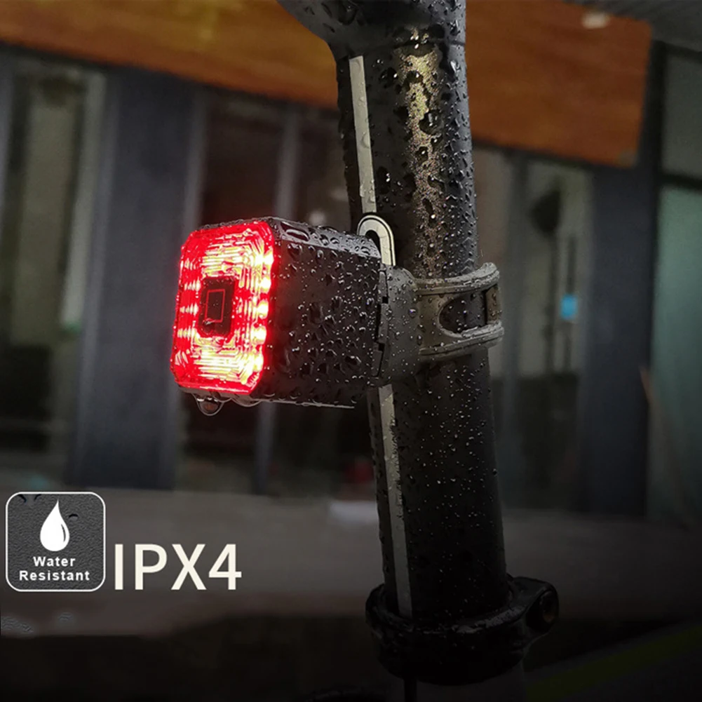 

Bicycle Brake Smart Tail Light Waterproof Rechargeable Taillight With Bracket Strap Tie Mat Brake Highlight Warning Function