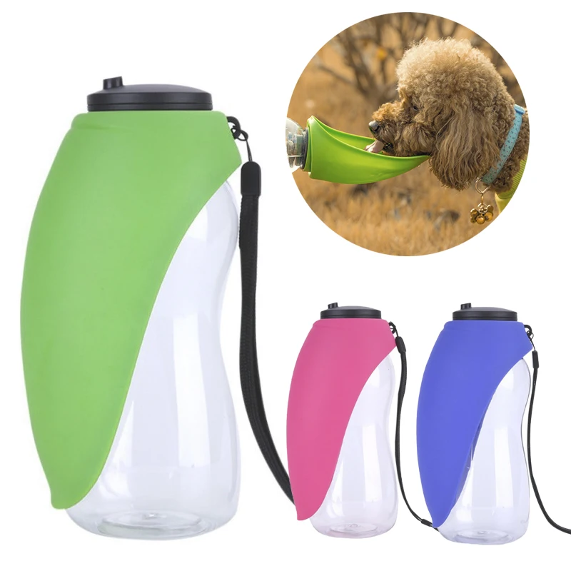 680ml Portable Pet Dog Water Bottle Soft Silicone Leaf Design Travel Dog Bowl For Puppy Cat Drinking Outdoor Pet Water Dispenser