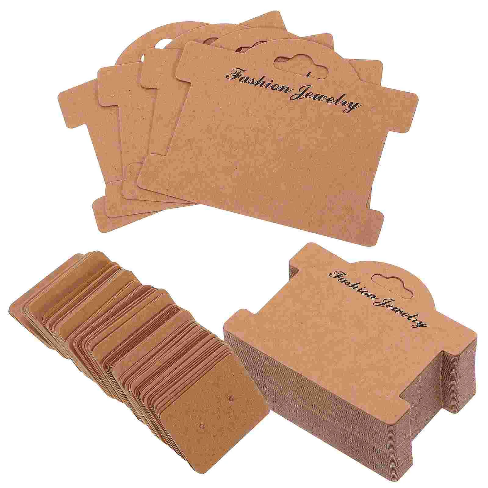 

200Pcs Bracelet Display Cards Kraft Paper Showing Tags Stud Earring Display Card Cardboard Holder