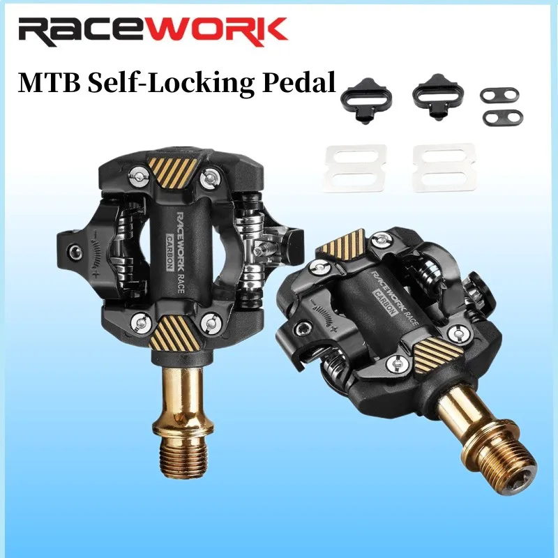 

RACEWORK MTB Cycling Self-Locking SPD Pedal Pedals Mountain Bicycle Clipless DU Bearing Footrest Parts Mountain Bike Pedals
