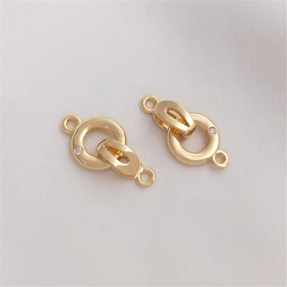

14K Gold Filled Plated single zirconium round clasp diy necklace clasp bracelet end clasp