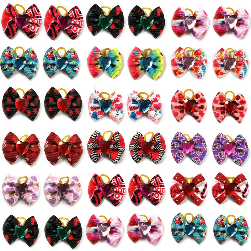 

50/100pcs Cute Pet Dog Cat Hair Bows Love Heart Style Hair Bows for Puppy Small Dogs Grooming Bows Dog Hair Accessories