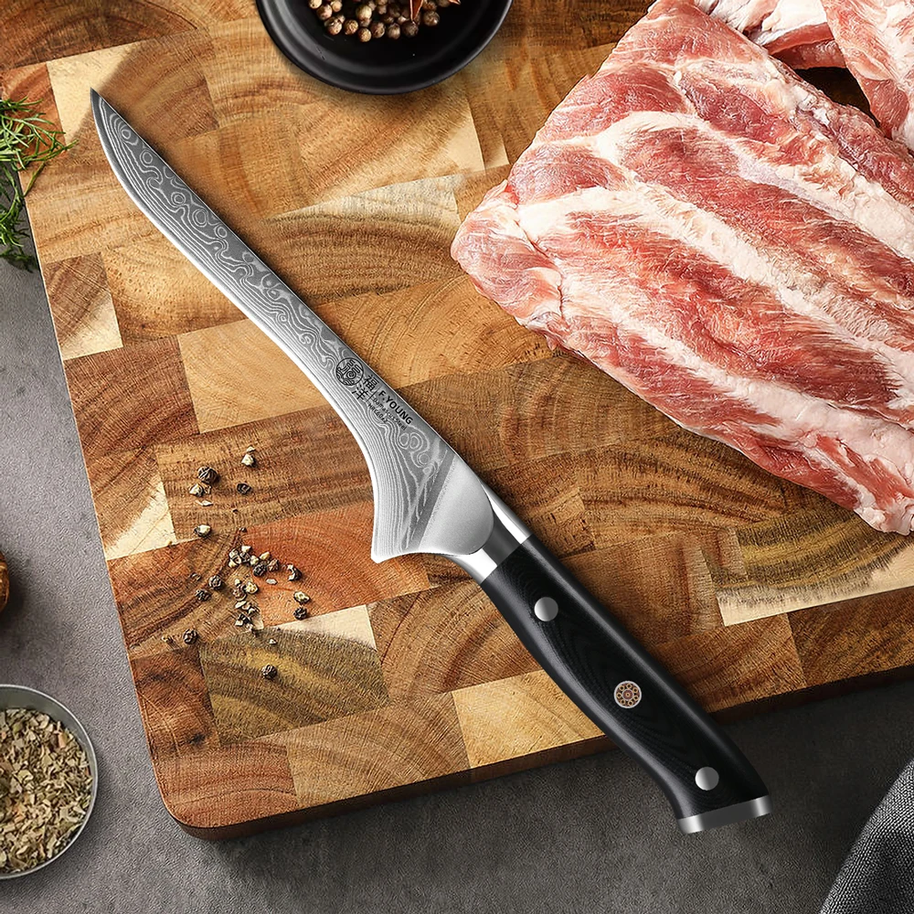 F.YOUNG 2 8-дюймовый нож для косточек 67 слоев кухонные ножи из дамасской стали мясник