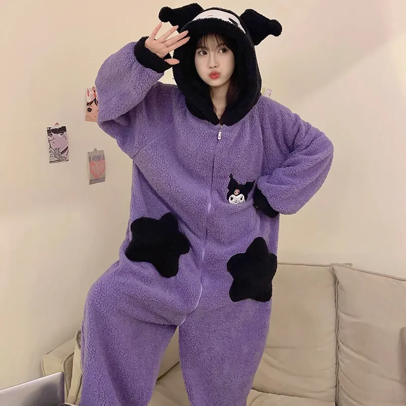 Новинка пижама Sanrio Kuromi Милая женская с мультяшным рисунком для сна милая