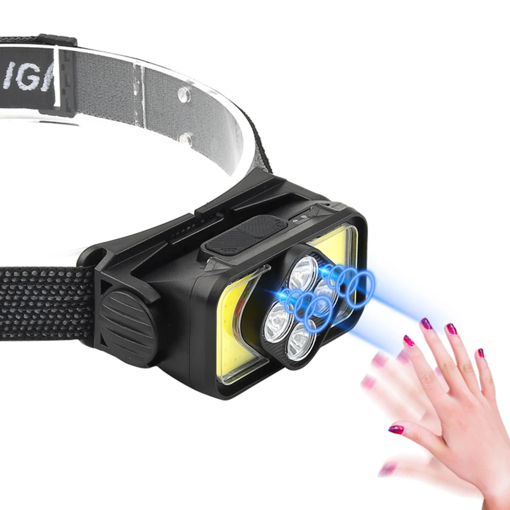 

Мощный светодиодный налобный фонарь, водонепроницаемый Индуктивный налобный фонарь с зарядкой типа C, портативный фонарь с 6 лампами для пе...