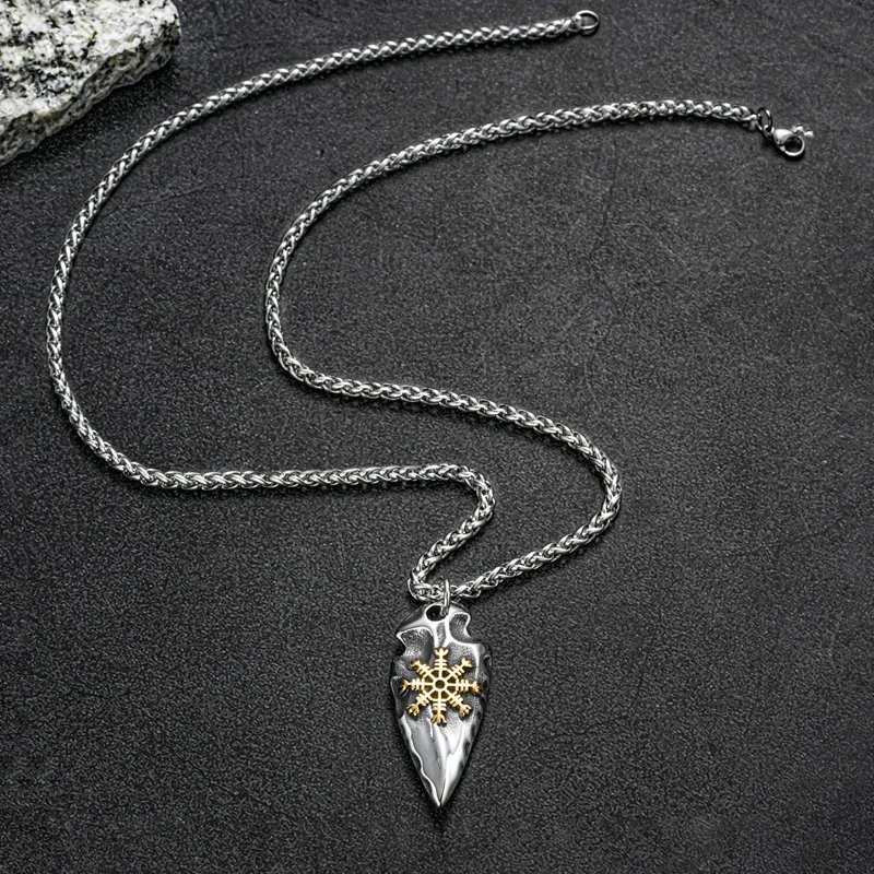 Фото Скандинавский Одина Викинг Vegvisir кулон ожерелье из нержавеющей стали для мужчин винтажный компас шлем пот ожерелье модный амулет ювелирные изделия №5